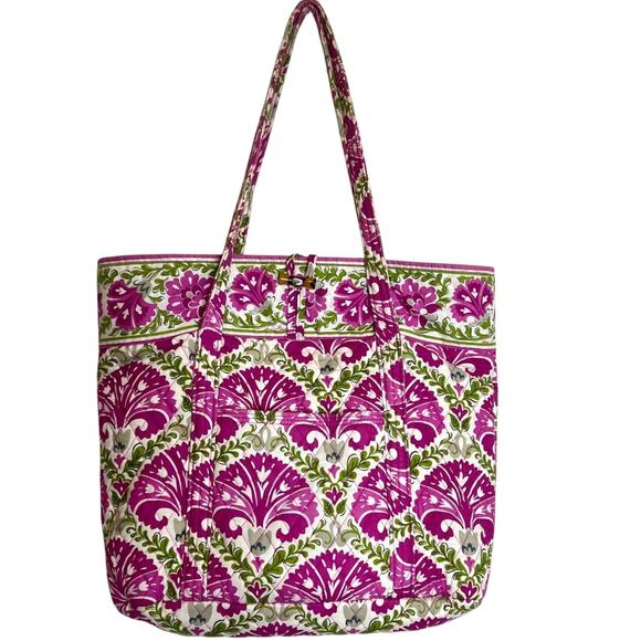 Vera Bradley Handbags - Vera Bradley Tote Bag Julep Tulip Pink Green Floral Quilted Shoulder Bag Large